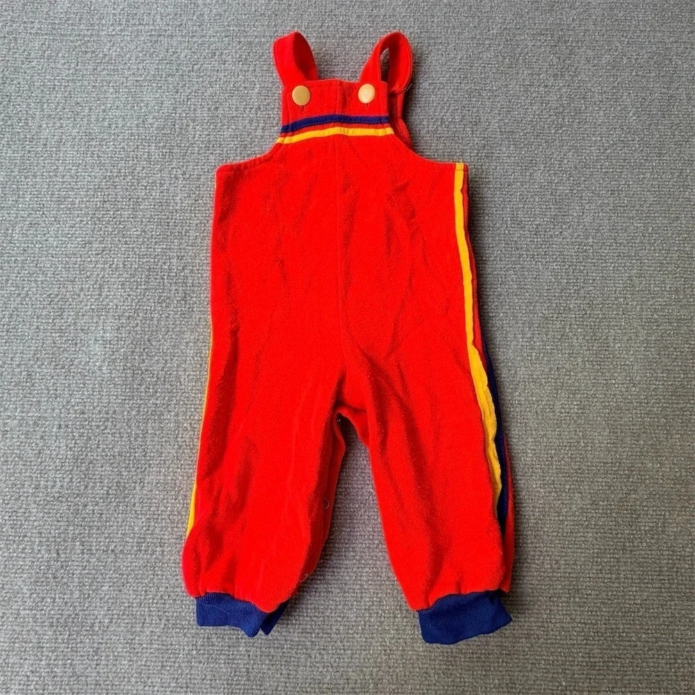Stanley Vintage‎ Baby Toddler Bib Overalls One-Piece Red Rainbow Stripe